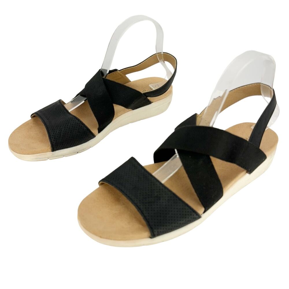 LifeStride Velocity 2.0 Black Slingback Elastic Strap Faux Leather Sandals Sz 10 - Picture 1 of 7